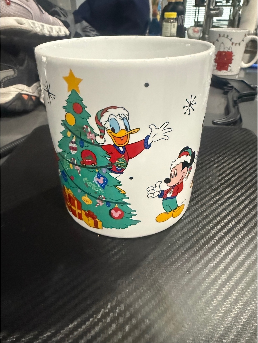 Disney Christmas Holiday Mug with Mickey Mouse, Donald Duck, Goofy, and Pluto